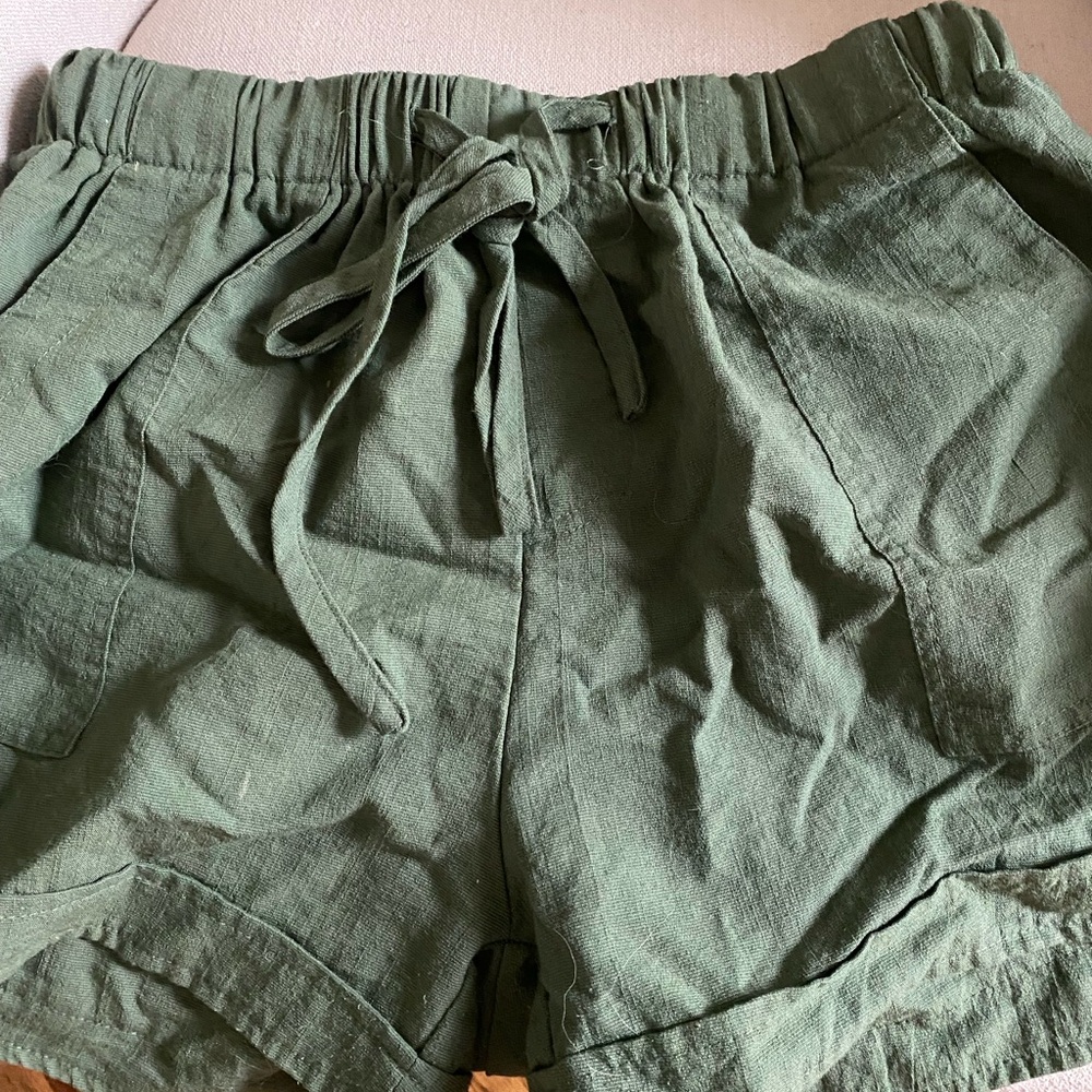 Green Linen shorts